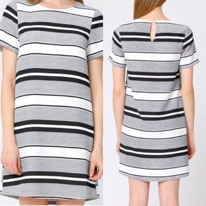 Mo:Vint Black and White Striped Dress